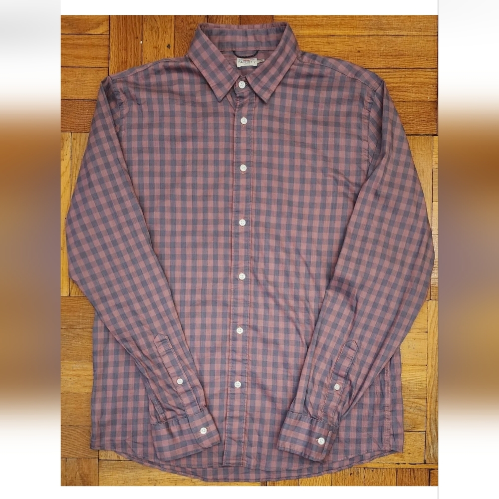 Faherty The Movement Shirt Sz L Barn Red Gingham Button Up Long Sleeve